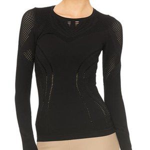 ALO Yoga Lark mesh black long sleeve top - S